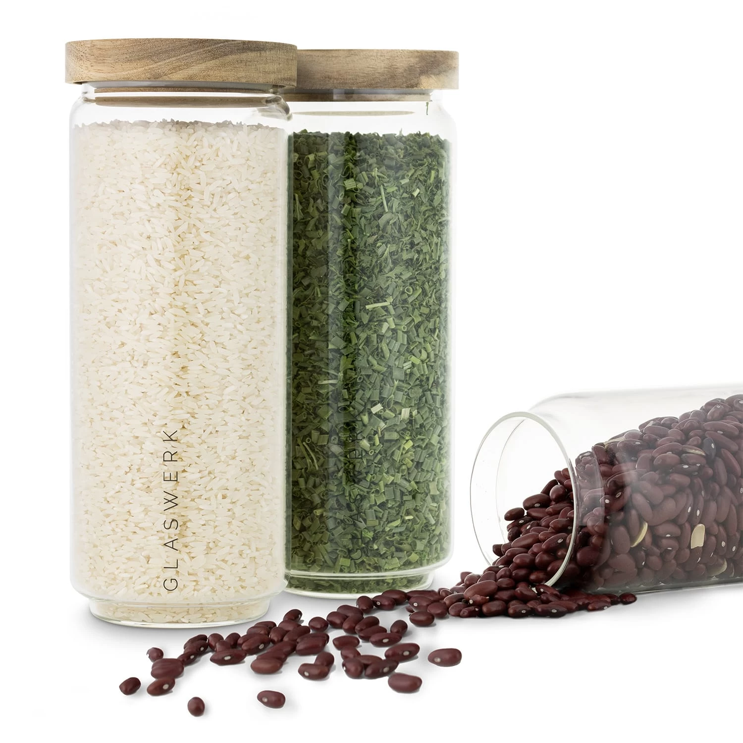 Glaswerk Lovage Vorratsgläser 1,1 L 3er Set Borosilikatglas Akazienholzdeckel Silikon 3 Glaswerk Lovage Vorratsgläser 1,1 L 3er Set Borosilikatglas Akazienholzdeckel Silikon