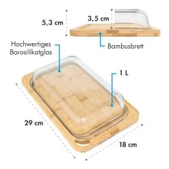 Glaswerk Hermatige Aufschnittbox Mit Glasdeckel 2er Set Borosilikatglas Bambus Schneidebret -Küchengeräte Geschäft 10036374 de 0007 logo