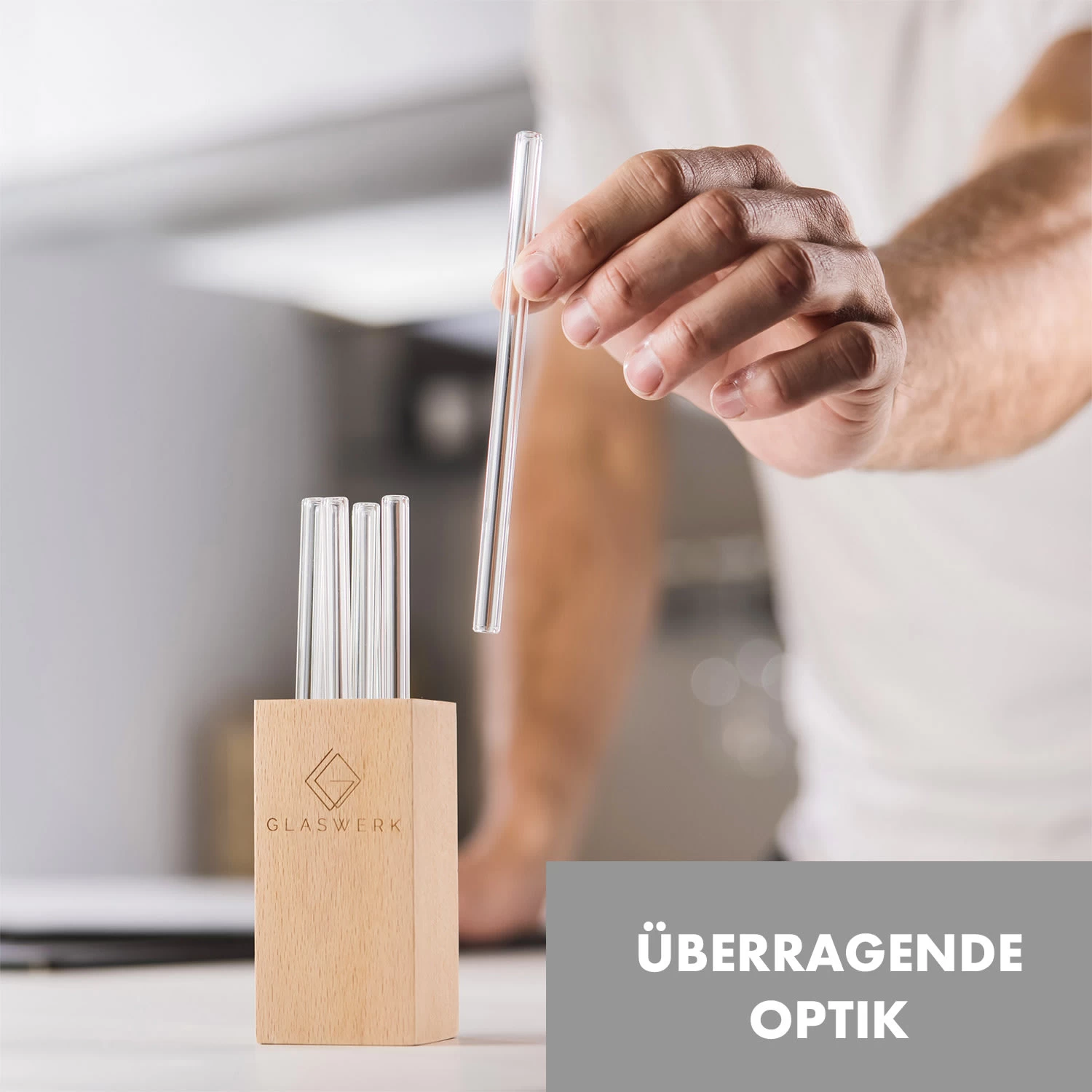 Glaswerk Frezzeria Glasstrohhalme 7 Stück 0,8 X 15 Cm (ØxH) Holzhalterung Bürste 4 Glaswerk Frezzeria Glasstrohhalme 7 Stück 0,8 X 15 Cm (ØxH) Holzhalterung Bürste – Bild 2