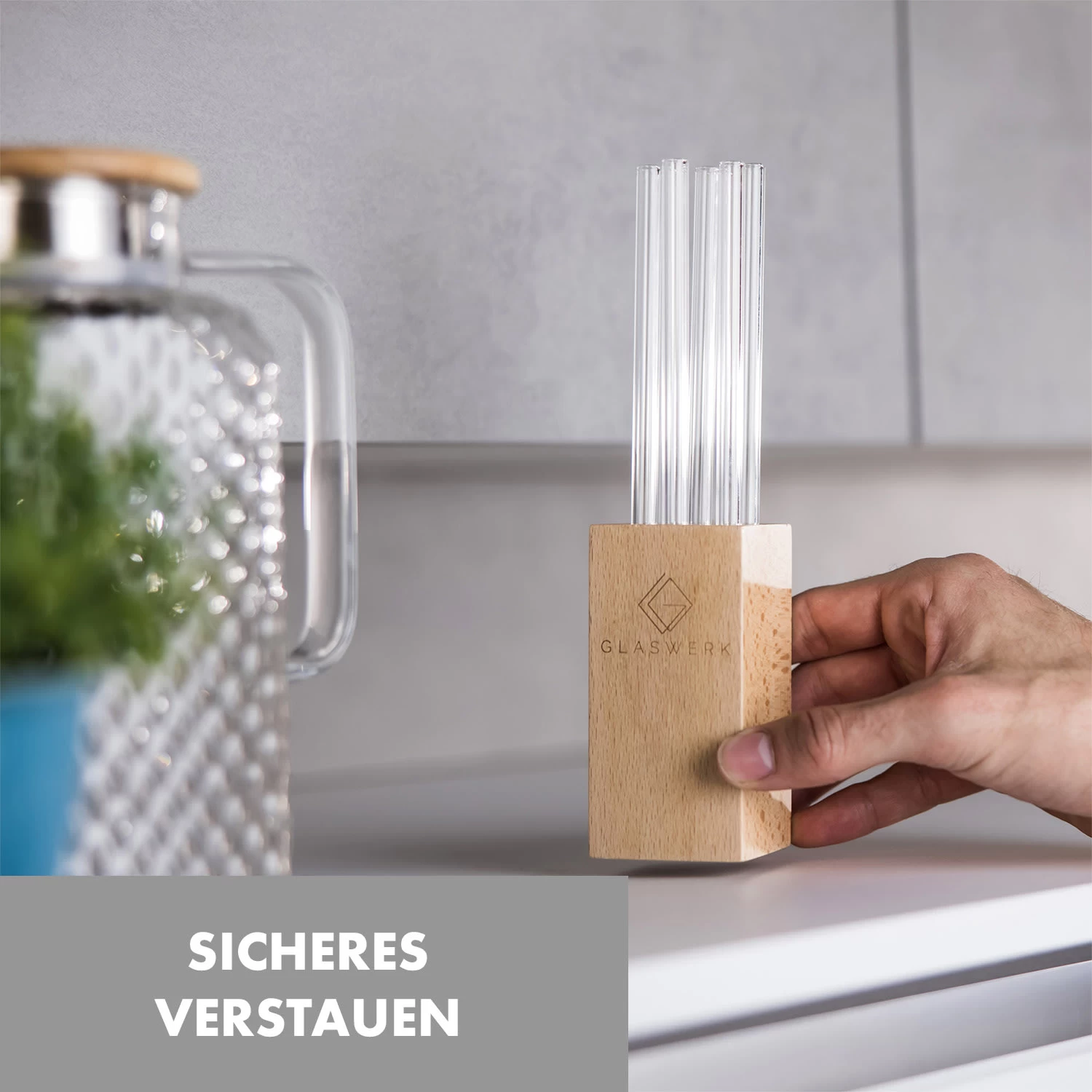 Glaswerk Frezzeria Glasstrohhalme 7 Stück 0,8 X 15 Cm (ØxH) Holzhalterung Bürste 6 Glaswerk Frezzeria Glasstrohhalme 7 Stück 0,8 X 15 Cm (ØxH) Holzhalterung Bürste – Bild 4