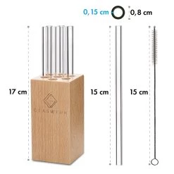 Glaswerk Frezzeria Glasstrohhalme 7 Stück 0,8 X 15 Cm (ØxH) Holzhalterung Bürste 13 Glaswerk Frezzeria Glasstrohhalme 7 Stück 0,8 X 15 Cm (ØxH) Holzhalterung Bürste -Küchengeräte Geschäft 10036379 yy 0006 logo