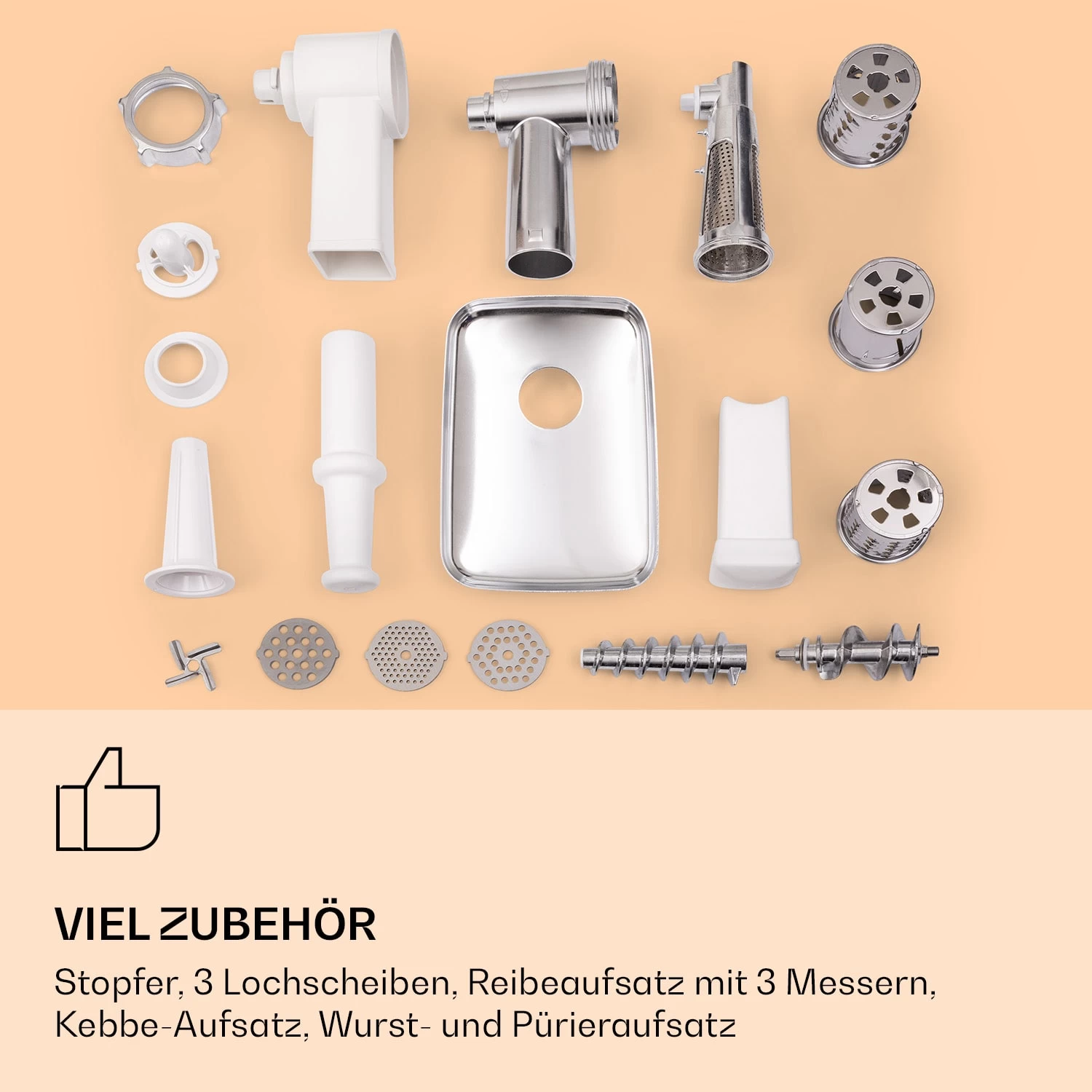 Mighty Mince Elektrischer Fleischwolf 500 - 1361 Watt 3 Lochscheiben 9 Mighty Mince Elektrischer Fleischwolf 500 - 1361 Watt 3 Lochscheiben – Bild 7