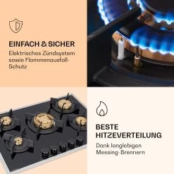Goldflame 5 Prime Gaskochfeld 5-flammig Messing-Brenner Glaskeramik -Küchengeräte Geschäft 10037808 de 0005 logo