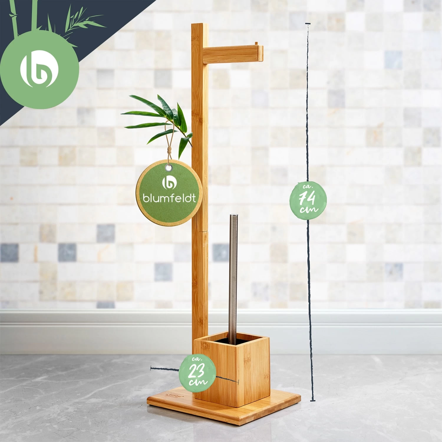 WC Garnitur Toilettenbürste 23x74x19,5cm Feuchtigkeitsresistent Bambus 9 WC Garnitur Toilettenbürste 23x74x19,5cm Feuchtigkeitsresistent Bambus – Bild 7