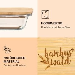 Aufschnittbox Mit Deckel 1,6 Liter 2er Set Glas Bambus Hitzebeständig -Küchengeräte Geschäft 10038231 de 0003 logo