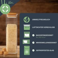 Eckiges Glas Mit Bambusdeckel Luftdicht Mit Silikonring 10x25x10 Cm 3x 2000 Ml 14 Eckiges Glas Mit Bambusdeckel Luftdicht Mit Silikonring 10x25x10 Cm 3x 2000 Ml -Küchengeräte Geschäft 10038255 de 0005 logo