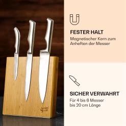 Messerblock Schräg, Magnetisch, Für 4-6 Messer, Bambus, Edelstahl 10 Messerblock Schräg, Magnetisch, Für 4-6 Messer, Bambus, Edelstahl -Küchengeräte Geschäft 10038281 de 0003 logo