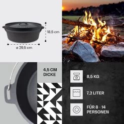 Galloway Dutch Oven 9.0 BBQ-Topf Gusseisen Größe L / 9 Qt -Küchengeräte Geschäft 10038582 de 0004 usp