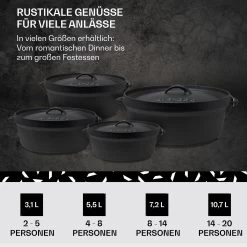 Galloway Dutch Oven 9.0 BBQ-Topf Gusseisen Größe L / 9 Qt -Küchengeräte Geschäft 10038582 de 0006 usp