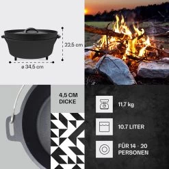 Galloway Dutch Oven 12.0 BBQ-Topf Gusseisen Standfüße Größe XL / 12 Qt 12 Galloway Dutch Oven 12.0 BBQ-Topf Gusseisen Standfüße Größe XL / 12 Qt -Küchengeräte Geschäft 10038587 de 0004 usp