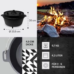 Guernsey Premium Dutch Oven 4.5 BBQ-Topf Gusseisen Größe S / 4.5 Qt -Küchengeräte Geschäft 10038641 de 0004 usp