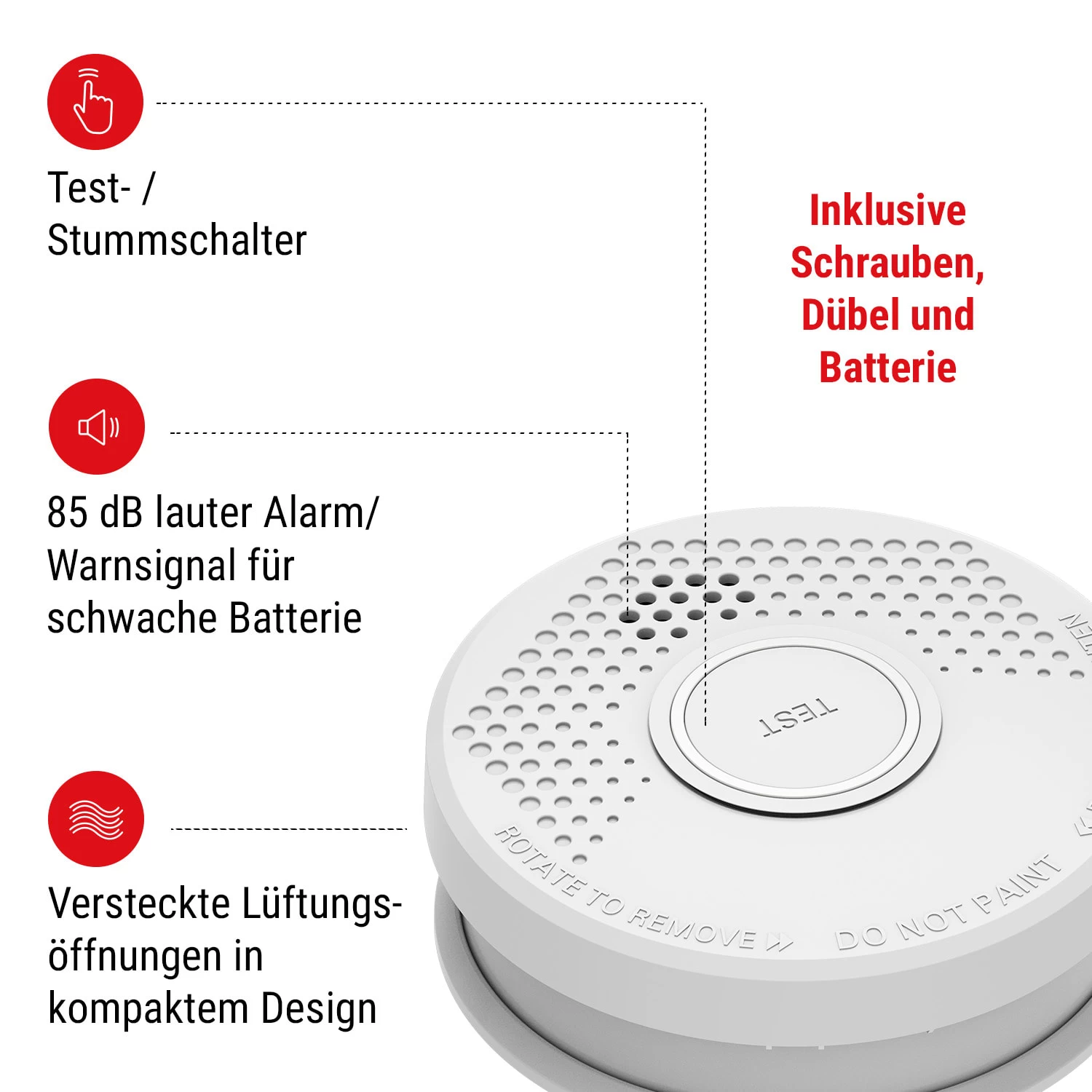 Rauchmelder DOF29 Kunststoff Warnsignal: 85 DB 9V Batteriebetrieben 4 Rauchmelder DOF29 Kunststoff Warnsignal: 85 DB 9V Batteriebetrieben – Bild 2