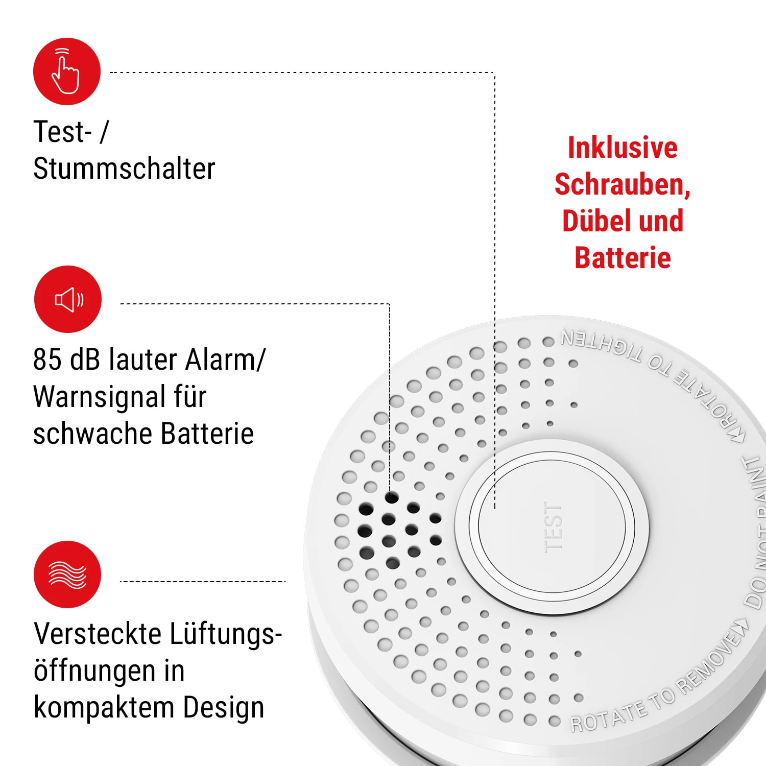 Rauchmelder DOF39 Kunststoff Warnsignal: 85 DB 9V Batteriebetrieben 4 Rauchmelder DOF39 Kunststoff Warnsignal: 85 DB 9V Batteriebetrieben – Bild 2
