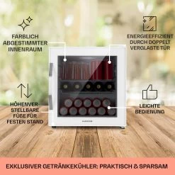 Beersafe L Quartz Kühlschrank 47 Liter 2 Böden Panoramaglastür Weiß -Küchengeräte Geschäft 10039426 DE 0005 usp