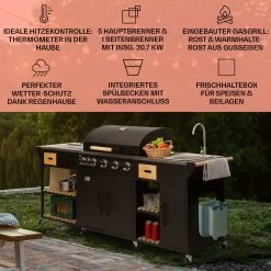 Jersey Outdoor Kitchen Gasgrill Spüle 20,7 KW 5+1 Brenner Mobil -Küchengeräte Geschäft 10039854 de 0002 usp