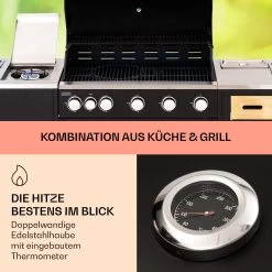 Jersey Outdoor Kitchen Gasgrill Spüle 20,7 KW 5+1 Brenner Mobil -Küchengeräte Geschäft 10039854 de 0003 usp