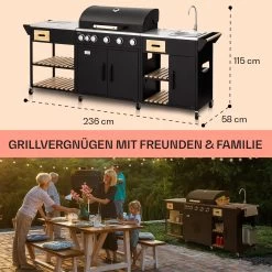 Jersey Outdoor Kitchen Gasgrill Spüle 20,7 KW 5+1 Brenner Mobil -Küchengeräte Geschäft 10039854 de 0006 usp