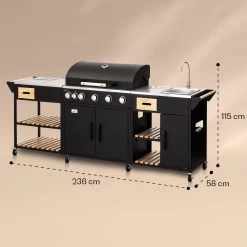 Jersey Outdoor Kitchen Gasgrill Spüle 20,7 KW 5+1 Brenner Mobil -Küchengeräte Geschäft 10039854 yy 0008 dimensions