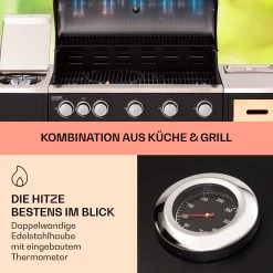 Jersey Outdoor Kitchen Gasgrill 20,7 KW 5+1 Brenner Mobil Regenschutz -Küchengeräte Geschäft 10039855 de 0003 usp