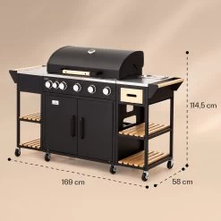 Jersey Outdoor Kitchen Gasgrill 20,7 KW 5+1 Brenner Mobil Regenschutz -Küchengeräte Geschäft 10039855 yy 0008 dimensions