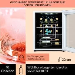 Shiraz 16 Quartz Weinkühlschrank 42l Touch-Bedienfeld 160 W 5-18 °C -Küchengeräte Geschäft 10039901 DE 0003 usp