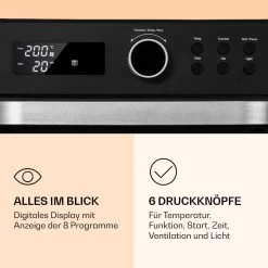 Prime Air Heißluftfritteuse 1500W 23l Timer 8 Programme -Küchengeräte Geschäft 10040025 de 0004 logo