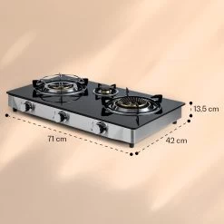 Barzona 3 Campingkocher 3 Brenner 3,4 KW & 0,75 KW & 4,3 KW Glasplatte & Edelstahlgehäuse -Küchengeräte Geschäft 10040045 yy 0011 dimensions