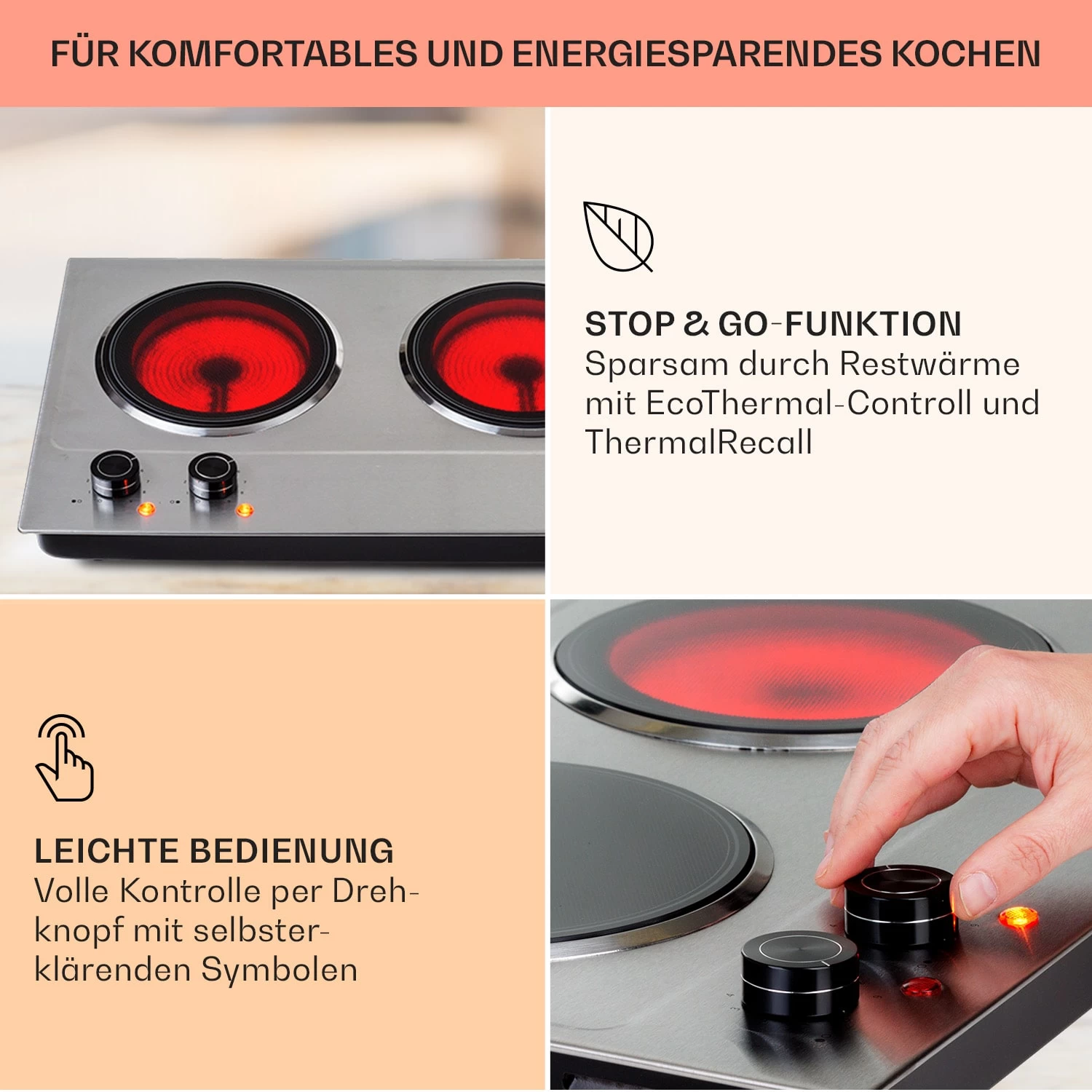 Ramsey Doppel-Kochfeld 2400W 11 Leistungsstufen Glaskeramik 6 Ramsey Doppel-Kochfeld 2400W 11 Leistungsstufen Glaskeramik – Bild 4