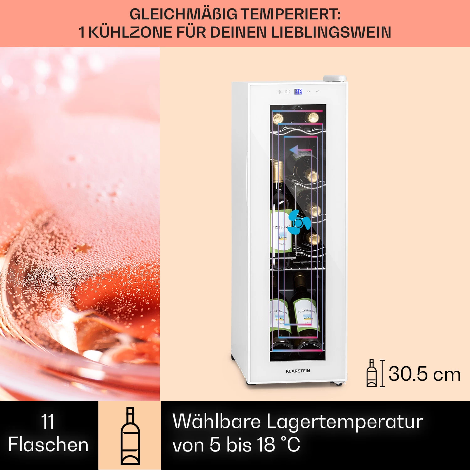 Shiraz 12 Slim Uno Weinkühlschrank 32l/12Fl.Touch 85 W 5-18 °C LED 5 Shiraz 12 Slim Uno Weinkühlschrank 32l/12Fl.Touch 85 W 5-18 °C LED – Bild 3