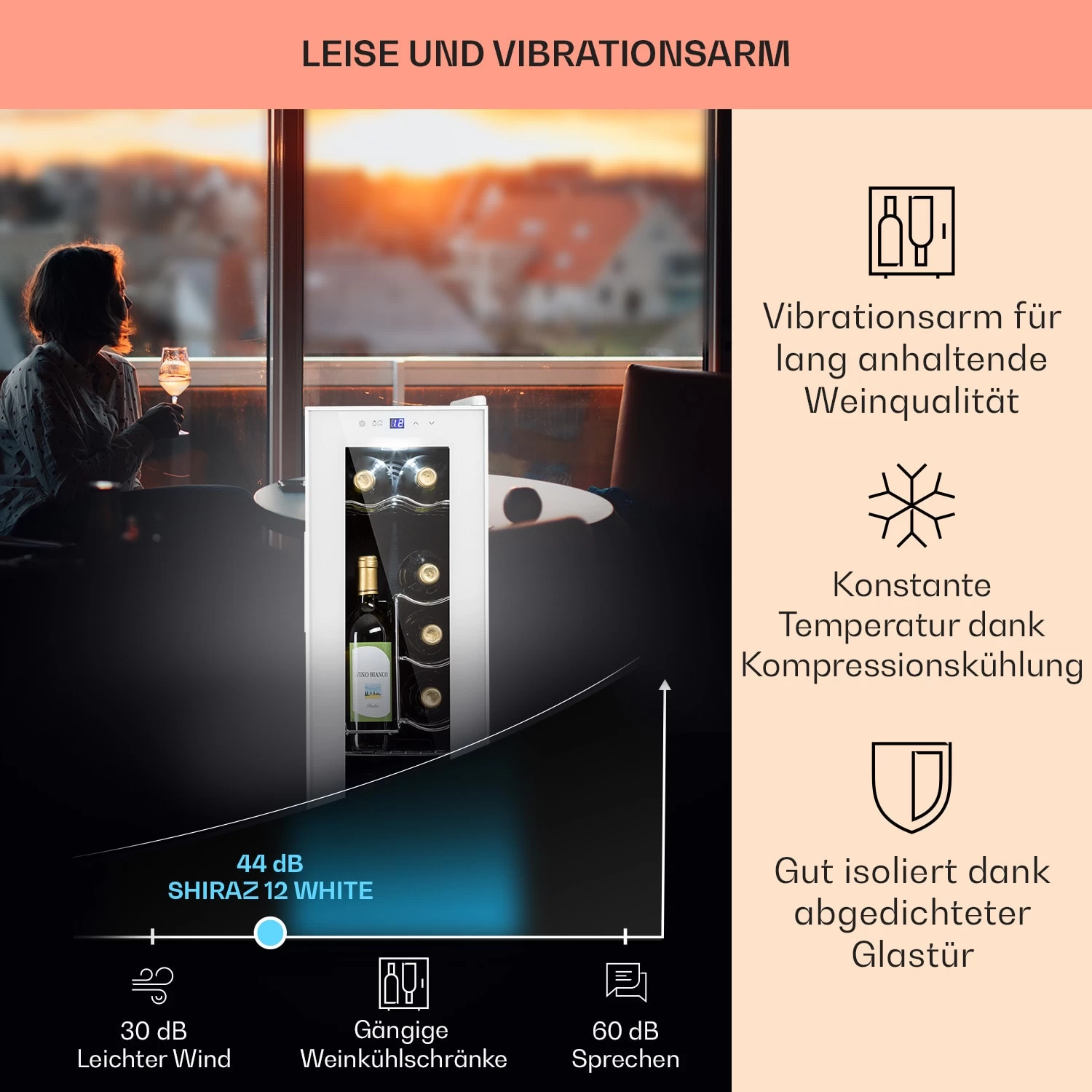 Shiraz 12 Slim Uno Weinkühlschrank 32l/12Fl.Touch 85 W 5-18 °C LED 6 Shiraz 12 Slim Uno Weinkühlschrank 32l/12Fl.Touch 85 W 5-18 °C LED – Bild 4
