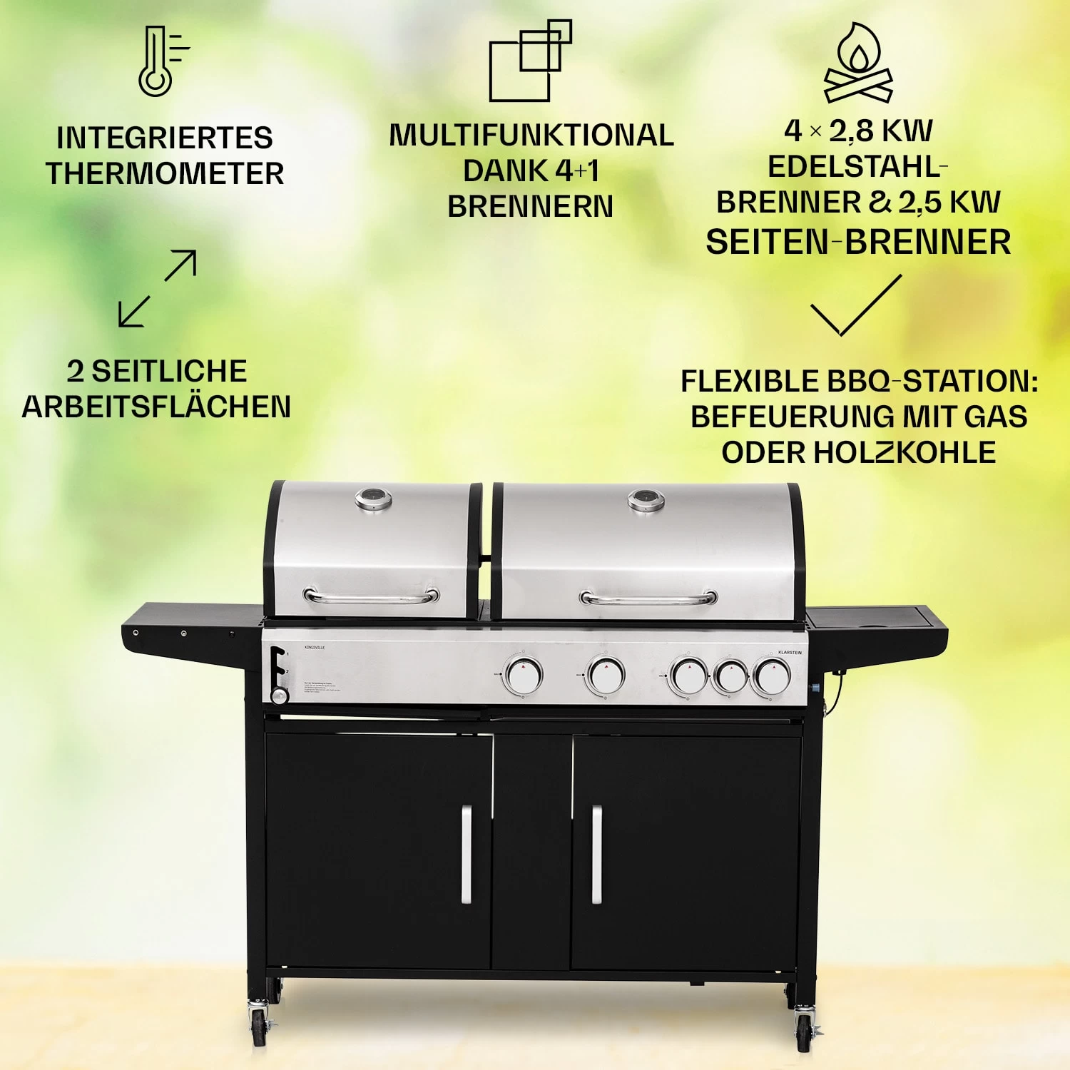 Kingsville 4.1 Kombigrill Gas + Kohle 13,7 KW 4+1 Brenner 4 Kingsville 4.1 Kombigrill Gas + Kohle 13,7 KW 4+1 Brenner – Bild 2