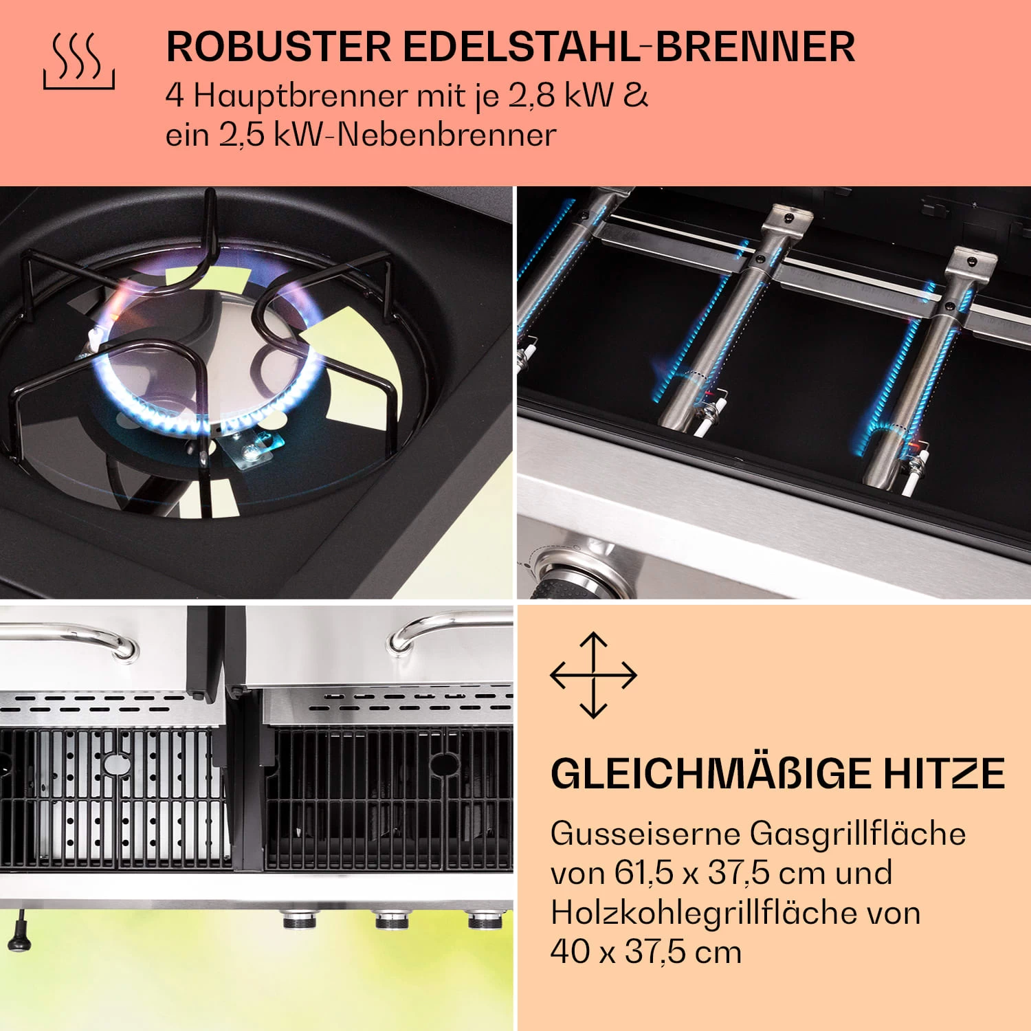 Kingsville 4.1 Kombigrill Gas + Kohle 13,7 KW 4+1 Brenner 7 Kingsville 4.1 Kombigrill Gas + Kohle 13,7 KW 4+1 Brenner – Bild 5