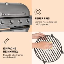 Lucifer 4 Gasgrill 4 X 3,6 KW Brenner 69x45cm Grill Edelstahl Mobil 16 Lucifer 4 Gasgrill 4 X 3,6 KW Brenner 69x45cm Grill Edelstahl Mobil -Küchengeräte Geschäft 10040281 de 0007 logo