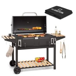Küchengeräte Geschäft 42 Aberdeen Double Holzkohlegrill Smoker Thermometer 2 Seitentische Mobil