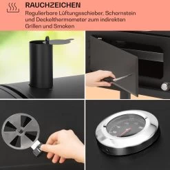 Aberdeen Kombi-Grill Gas Kohle Smoker Thermometer 2 Seitentische Mobil -Küchengeräte Geschäft 10040294 de 0005 usp