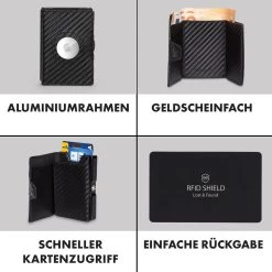 ZNAP Airtag Wallet 8 Karten Münzfach 9x1,5x6 Cm (BxHxT) RFID-Schutz -Küchengeräte Geschäft 10040308 de 0003 logo