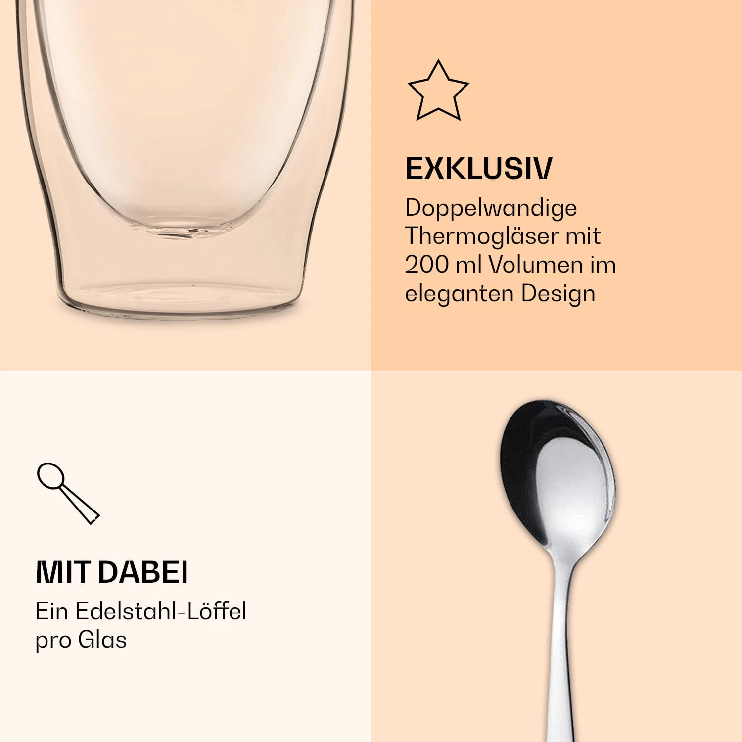DUOS Doppelwandiges Glas 200 Ml Thermofunktion Inkl. Edelstahl-Löffel 8 DUOS Doppelwandiges Glas 200 Ml Thermofunktion Inkl. Edelstahl-Löffel – Bild 6
