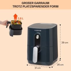 Crisp-Pro Heißluftfritteuse Air Fryer 1400W 2,8 Ltr Timer Edelstahl -Küchengeräte Geschäft 10040698 de 0006 usp