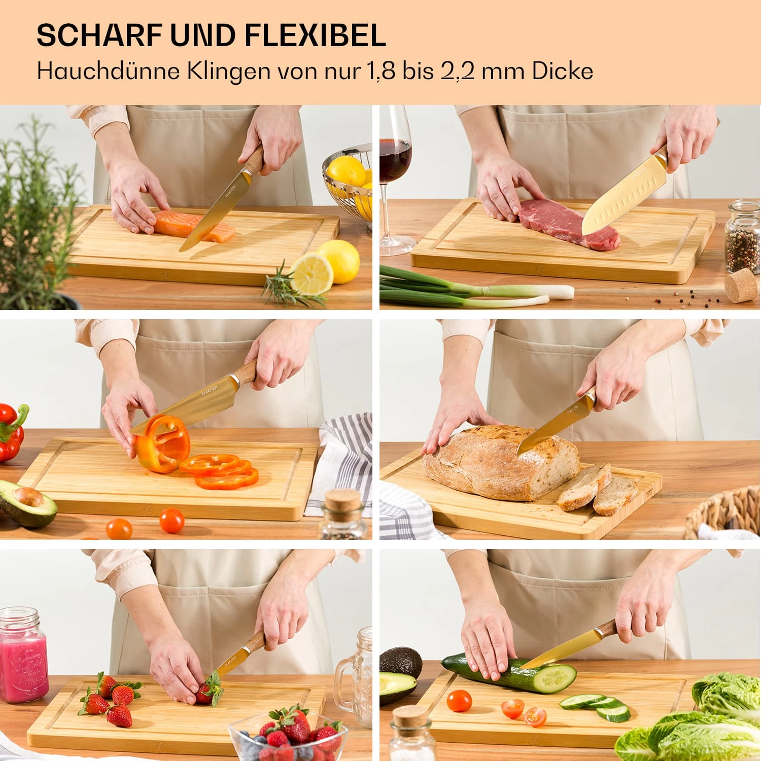 Kazuno Messerset 7 Teile Magnetischer Block PVD Titanium-Beschichtung 8 Kazuno Messerset 7 Teile Magnetischer Block PVD Titanium-Beschichtung – Bild 6