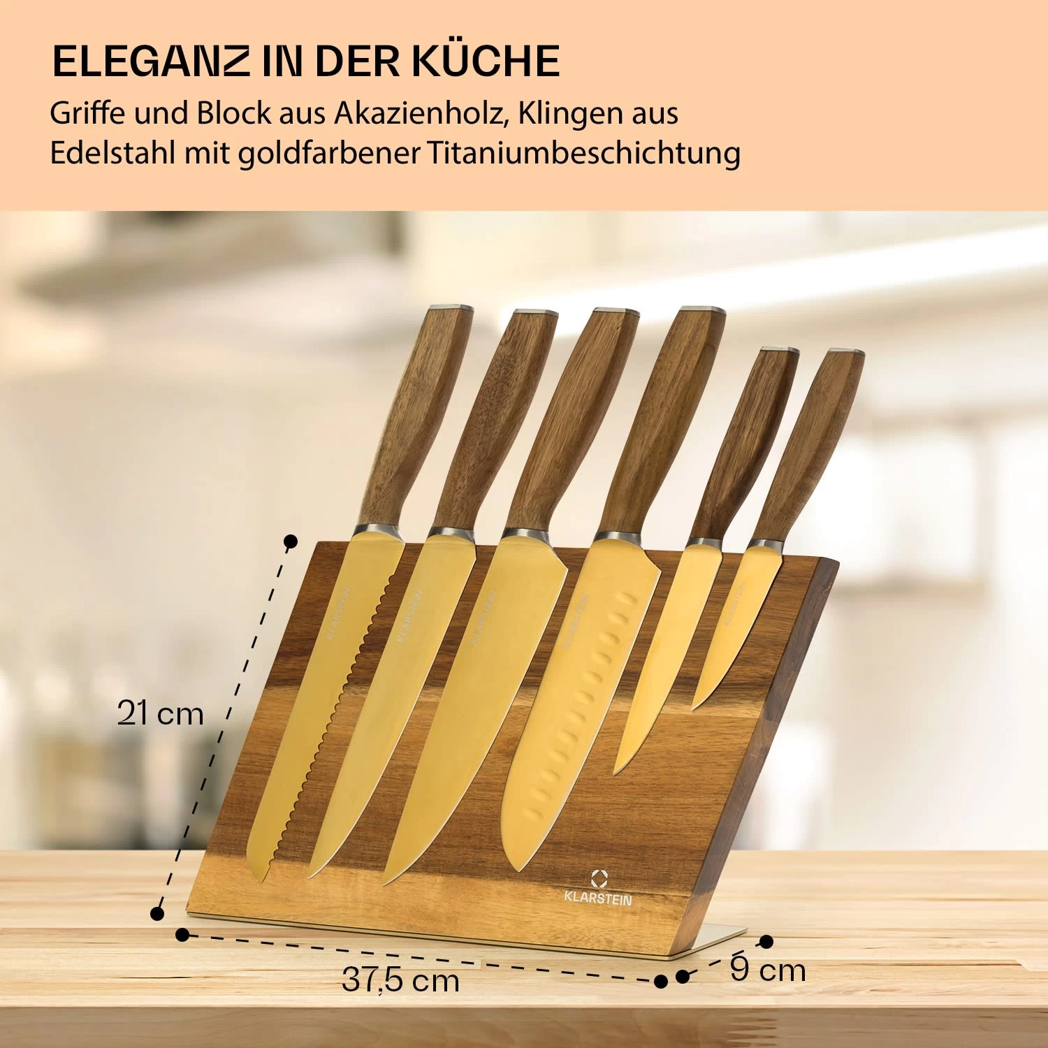 Kazuno Messerset 7 Teile Magnetischer Block PVD Titanium-Beschichtung 9 Kazuno Messerset 7 Teile Magnetischer Block PVD Titanium-Beschichtung – Bild 7