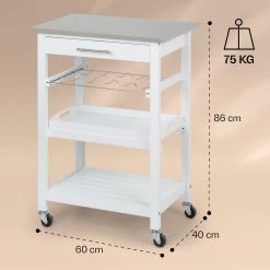 Vermont Servierwagen Küchenwagen 5 Etagen Holz Edelstahl Mobil -Küchengeräte Geschäft 10041118 yy 0007 dimensions