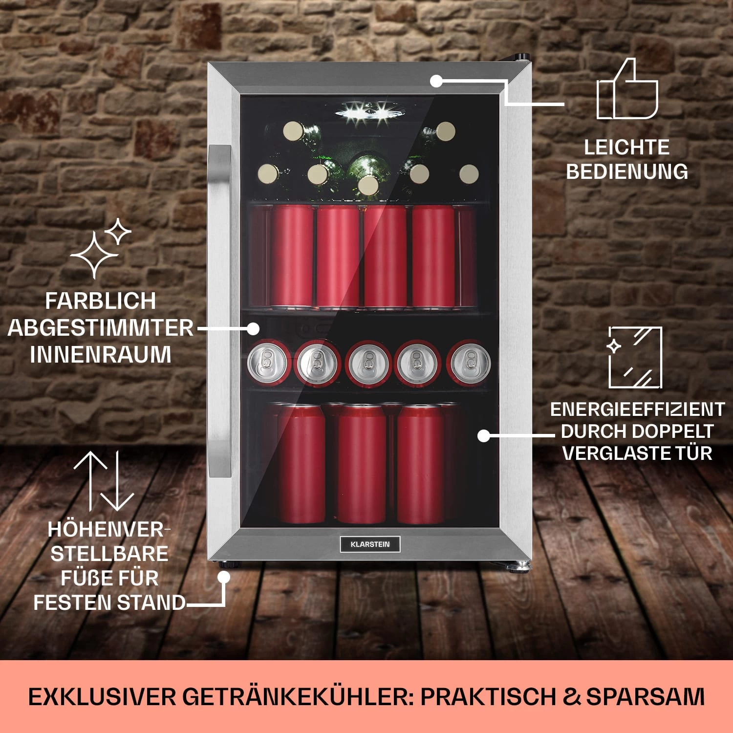 Beersafe 70 Birra Milano Edition Kühlschrank 70 Liter 3 Böden Panoramaglastür Edelstahl 8 Beersafe 70 Birra Milano Edition Kühlschrank 70 Liter 3 Böden Panoramaglastür Edelstahl – Bild 6