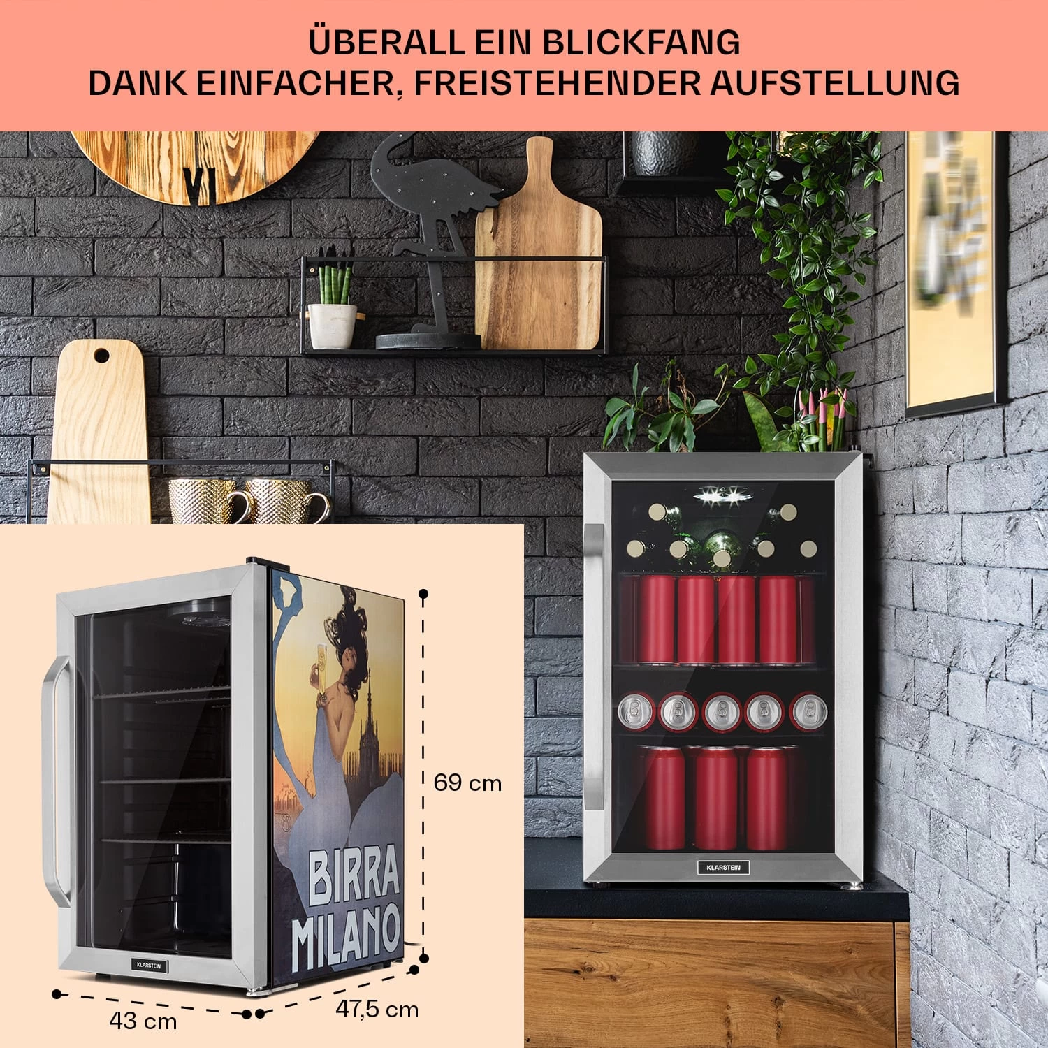 Beersafe 70 Birra Milano Edition Kühlschrank 70 Liter 3 Böden Panoramaglastür Edelstahl 9 Beersafe 70 Birra Milano Edition Kühlschrank 70 Liter 3 Böden Panoramaglastür Edelstahl – Bild 7