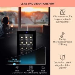 Barolo 12 Uno Weinkühlschrank 37 Ltr 12 Flaschen 11-18°C SingleZone -Küchengeräte Geschäft 10041205 de 0004 usp
