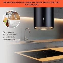 Bolea Inselabzugshaube Ø38cm Ab-/Umluft 600m³/h LED Inkl. Aktivkohlefilter -Küchengeräte Geschäft 10041223 de 0006 usp