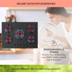 Firetale Gaskochfeld 5-flammig 70 Cm Aluminium-Brenner Inkl. Schlauch Und Druckminderer -Küchengeräte Geschäft 10041300 de 0003 usp