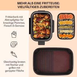 Combo Air Grill-Heißluftfritteuse 5 Programme 1500 Watt 4,5 L Grillkorb 2,5 L Frittierkorb -Küchengeräte Geschäft 10041330 de 0004 usp