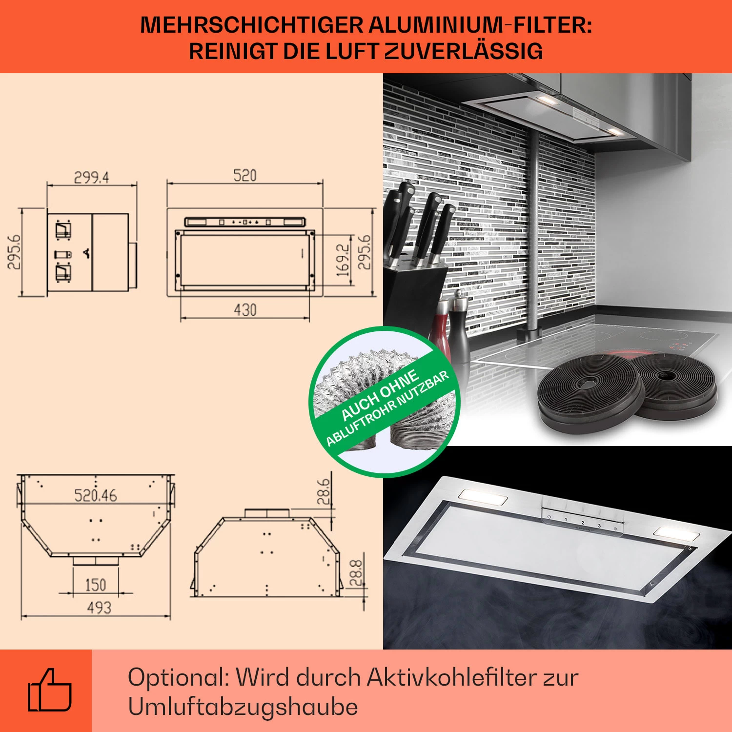 Camila Dunstabzugshaube Einbau 52 Cm 397 M³/h LED Touch Edelstahl 7 Camila Dunstabzugshaube Einbau 52 Cm 397 M³/h LED Touch Edelstahl – Bild 5