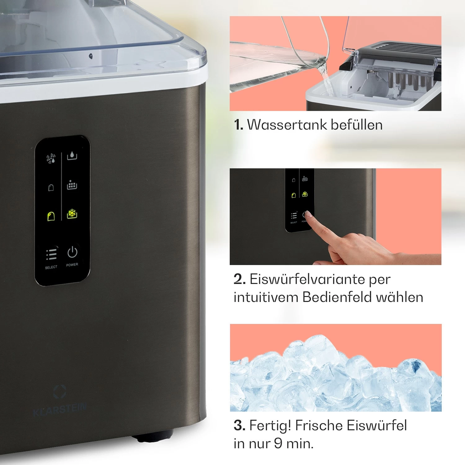 Albaron Supreme Eiswürfelmaschine Bullet 12kg/24h 1,5 Ltr Edelstahl 6 Albaron Supreme Eiswürfelmaschine Bullet 12kg/24h 1,5 Ltr Edelstahl – Bild 4