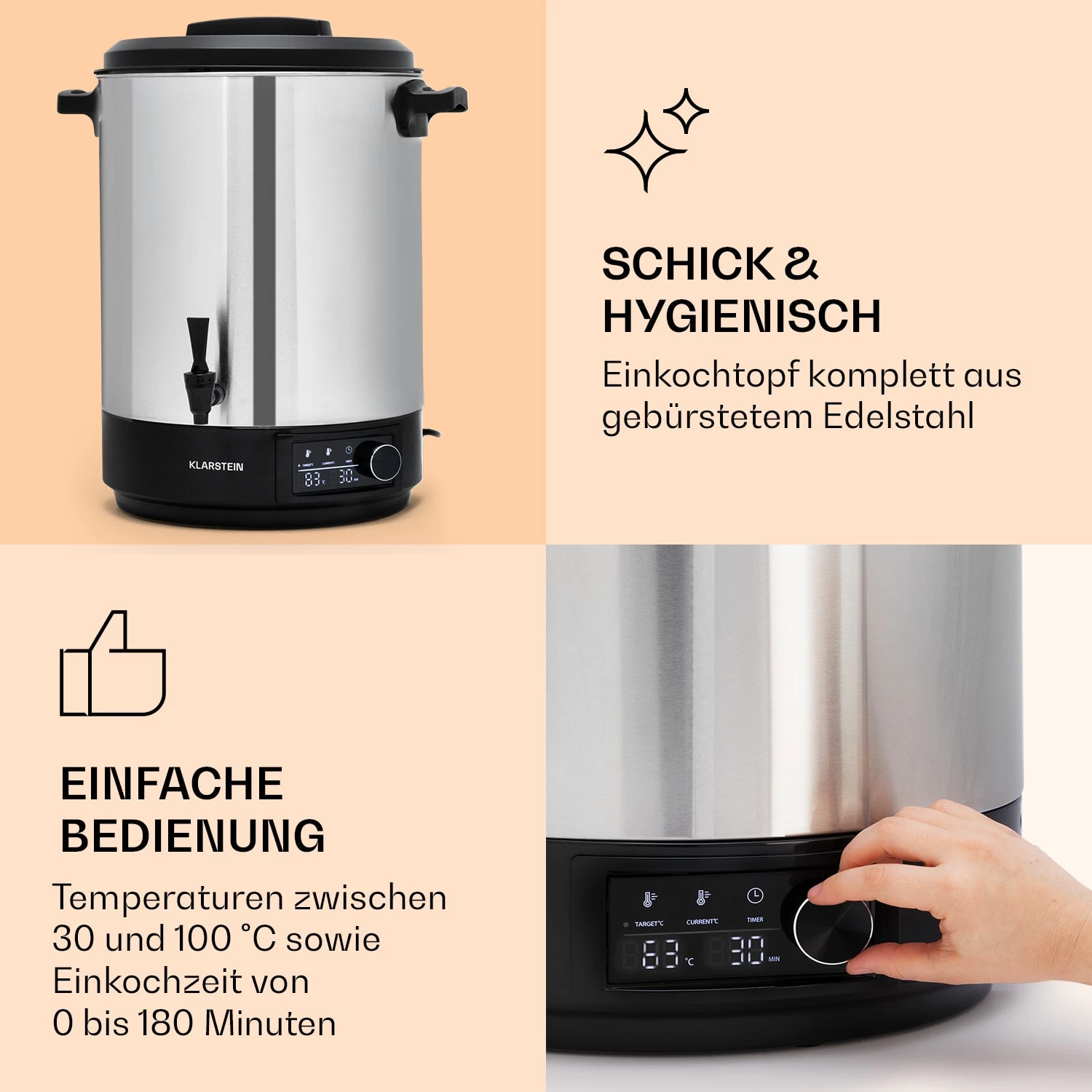 Abbey 40 Einkochautomat Getränkespender 40L 100°C 180min Edelstahl 6 Abbey 40 Einkochautomat Getränkespender 40L 100°C 180min Edelstahl – Bild 4